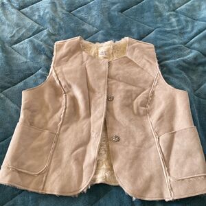 Old Navy Womens LFaux Suede Vest Faux Fur Lining Tan Boho